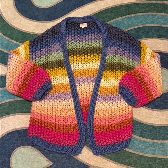 Multicolor Chunky Knit Women's Cardigan - Picture 3 of 4